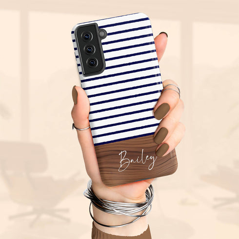 Custom Name Rustic Wood Stripes Galaxy Case