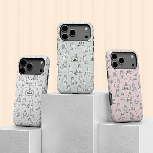 Personalized Cat Doodle Tag iPhone Case