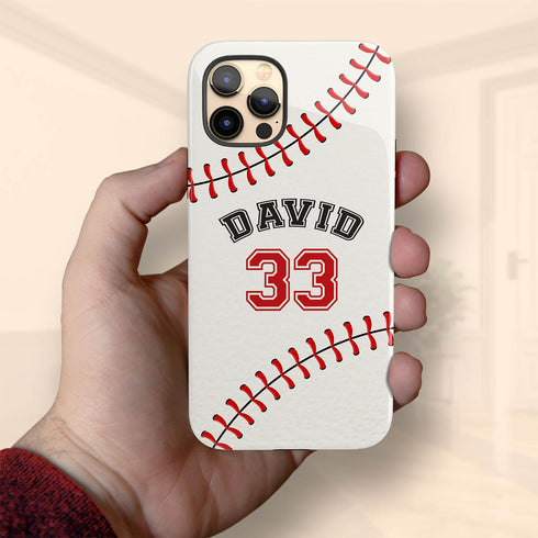 Custom Baseball Player & Number iPhone Case