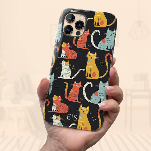 Custom Initials Tabby Cat Lovers iPhone Case