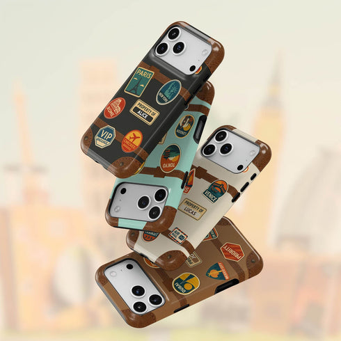 Personalized Vintage Suitcase Sticker iPhone Case