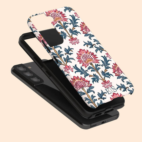 Custom Initials Boho Indian Jaipur Block Print Galaxy Case