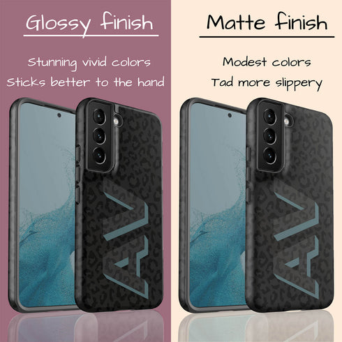 3D Initials Dark Leopard Galaxy Case - Vertical