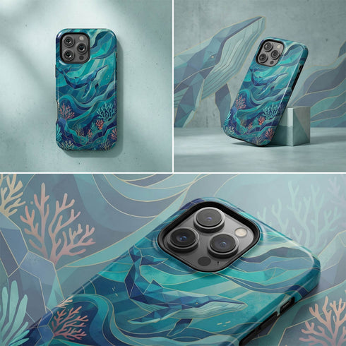 Personalized Polygon Glass Whale iPhone Case