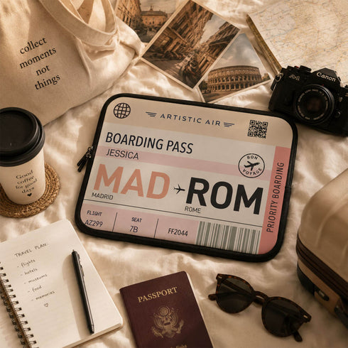 Personalized Boarding Pass Laptop Sleeve