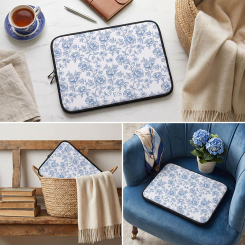 Personalized French Toile De Jouy Laptop Sleeve