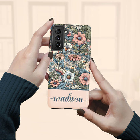 Custom Name Botanical Wildflowers Meadows Galaxy Case