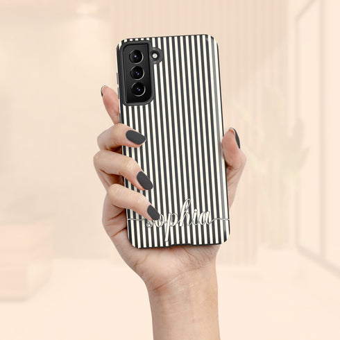 Custom Name Cute Chic Vertical Stripes Galaxy Case