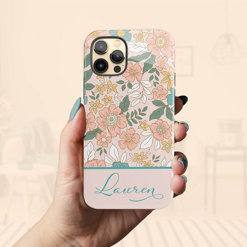 Custom Name Spring Floral Cottagecore iPhone Case
