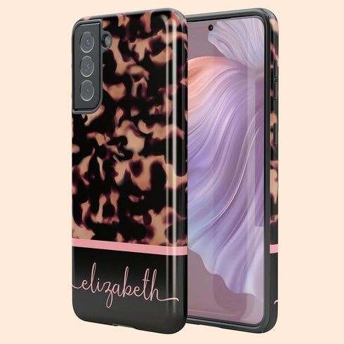 Custom Name Dark Tortoiseshell Galaxy Case