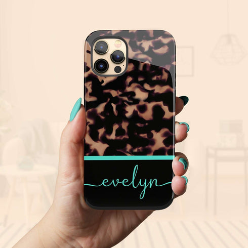 Custom Name Dark Tortoiseshell iPhone Case