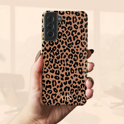 Chocolate Leopard Custom Initials Galaxy Case