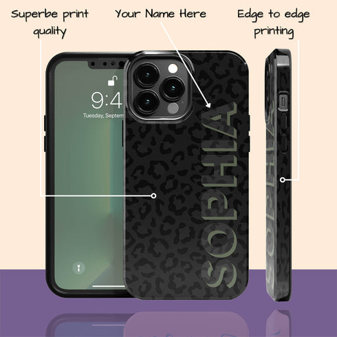 3D Custom Name Dark Leopard iPhone Case