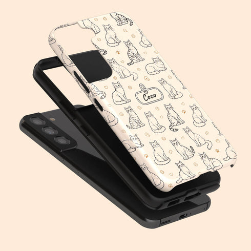 Personalized Cat Doodle Tag Galaxy Case