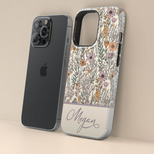Custom Name Wildflower Meadows Cottagecore iPhone Case