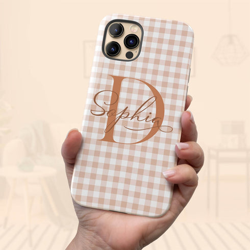 Custom Gingham Name & Initials iPhone Case