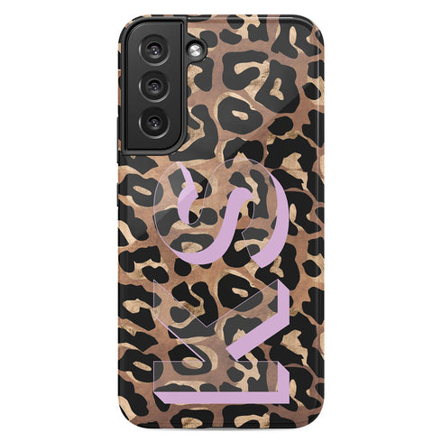 Wild Metallic Leopard 3D Initials Galaxy Case