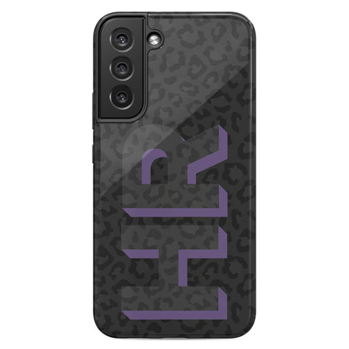 3D Initials Dark Leopard Galaxy Case - Vertical