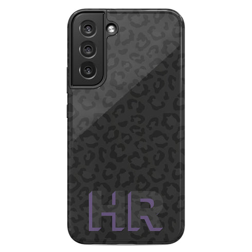 Custom 3D Initials Dark Leopard Galaxy Case - Centered