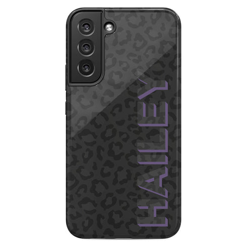 3D Custom Name Dark Leopard Galaxy Case
