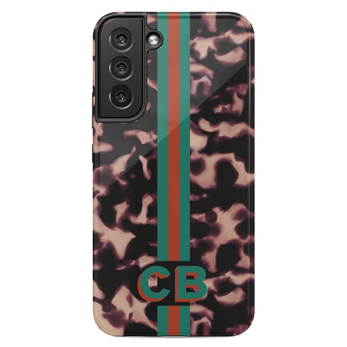3D Striped Pattern Initials Dark Tort Galaxy Case