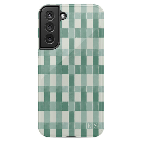Custom Initials Tartan Plaid Checkerboard Galaxy Case