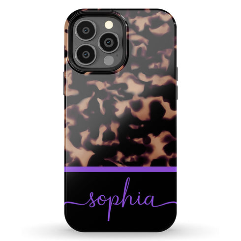 Custom Name Dark Tortoiseshell iPhone Case