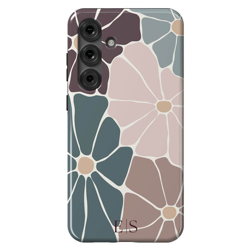Custom Initials Abstract Flowers Galaxy Case - V1