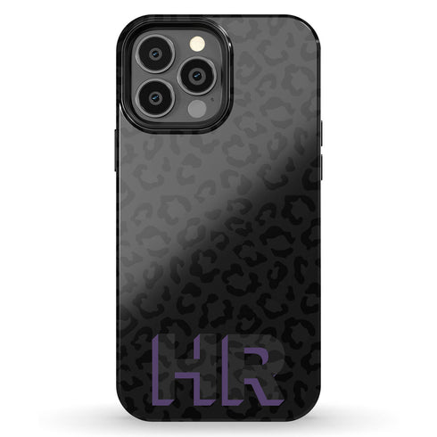 Custom 3D Initials Dark Leopard iPhone Case - Centered