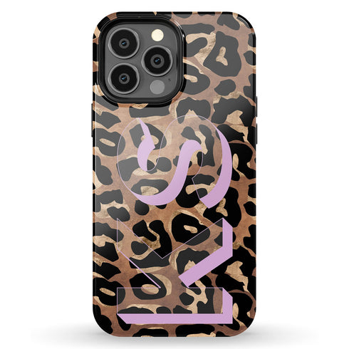 Wild Metallic Leopard 3D Initials iPhone Case