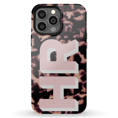 Custom 3D Initials Dark Tort iPhone Case