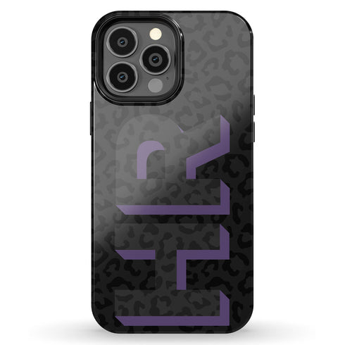 3D Initials Dark Leopard iPhone Case - Vertical