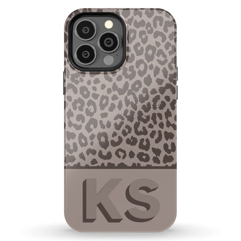 Boho Leopard 3D Initials iPhone Case