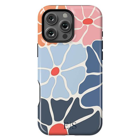 Custom Initials Abstract Flowers iPhone Case - V2