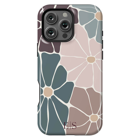 Custom Initials Abstract Flowers iPhone Case - V1