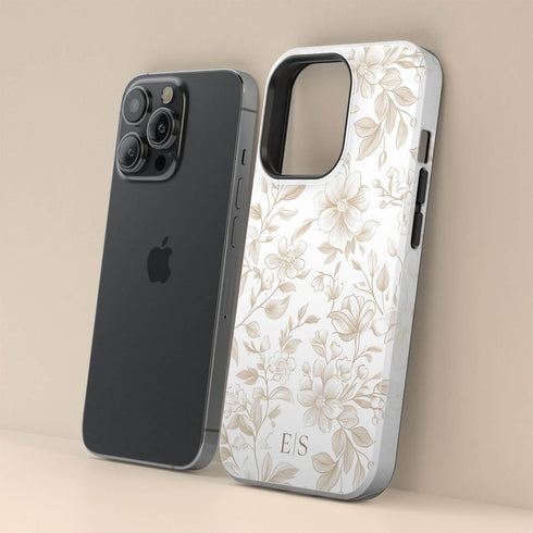 Custom Initials French Toile De Jouy iPhone Case V3