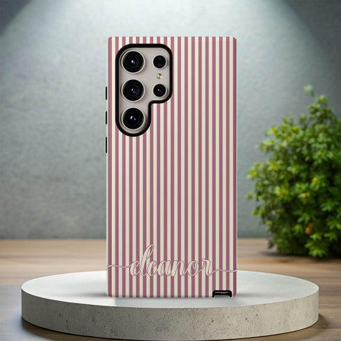 Custom Name Cute Chic Vertical Stripes Galaxy Case