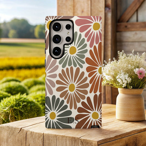 Custom Initials Abstract Flowers Galaxy Case - V3