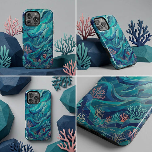 Personalized Polygon Glass Whale iPhone Case