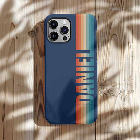 Custom Name Retro Rainbow Stripes iPhone Case