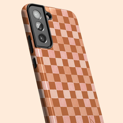 Custom Initials Watercolor Checkerboard Galaxy Case
