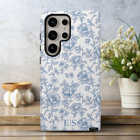 Custom Initials French Toile De Jouy Galaxy Case V1