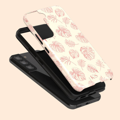 Custom Initials Tropical Monstera Leaves Galaxy Case