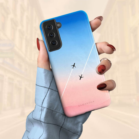 Personalized Pastel Gradient Sky Airplane Galaxy Case