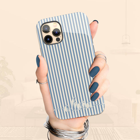 Custom Name Cute Chic Vertical Stripes iPhone Case