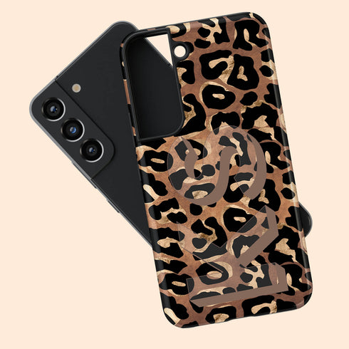 Wild Metallic Leopard 3D Initials Galaxy Case