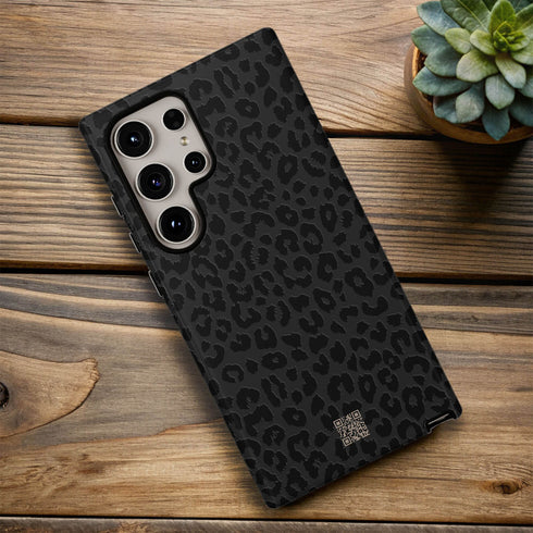Custom QR Code Dark Leopard Galaxy Case