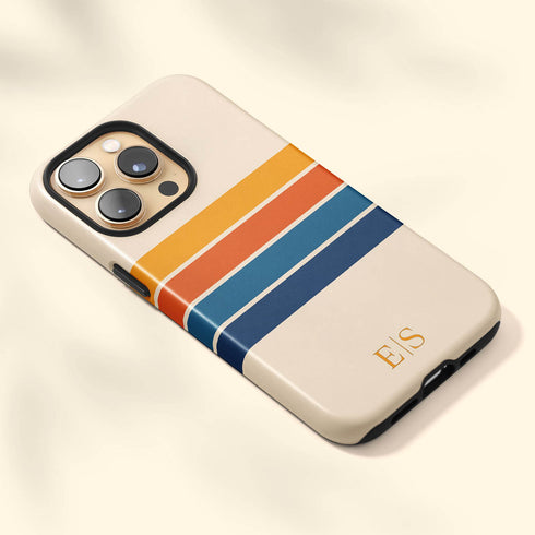 Custom Initials Retro Stripes iPhone Case