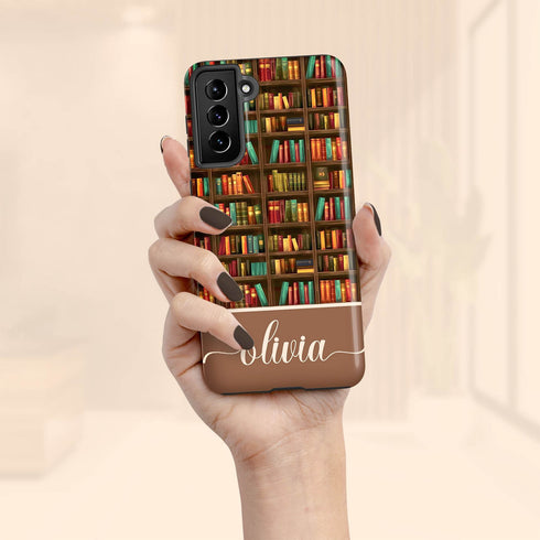 Custom Name Bookshelf Academia Galaxy Case