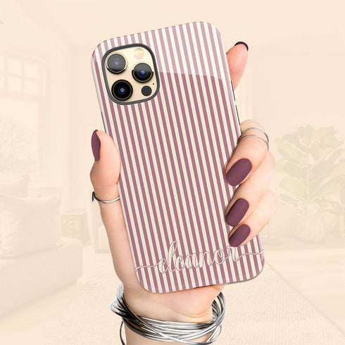 Custom Name Cute Chic Vertical Stripes iPhone Case